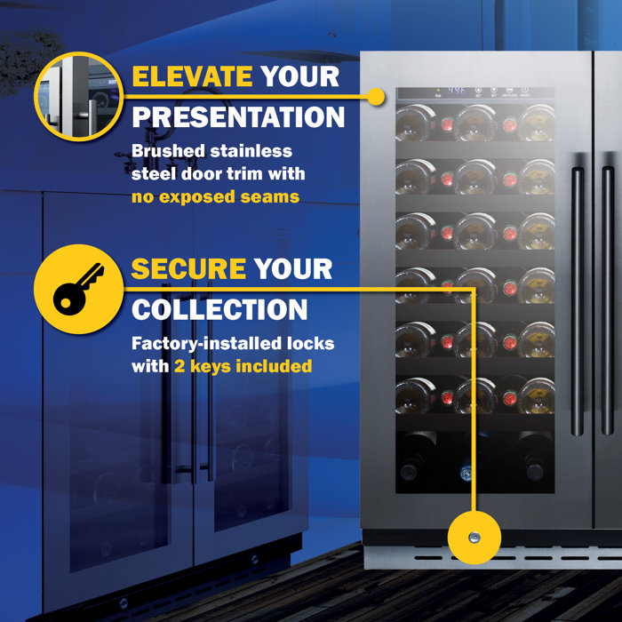 Summit Appliance 29.5'' 66 Bottle Dual Zone BuiltIn Wine Refrigerator